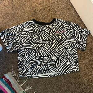 Zebra Print Champion Crop Top